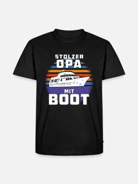 STOLZER OPA MIT BOOT - Männer Premium Bio T-Shirt - Schwarz