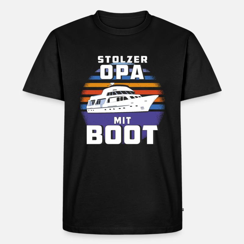 STOLZER OPA MIT BOOT - Männer Premium Bio T-Shirt - Schwarz
