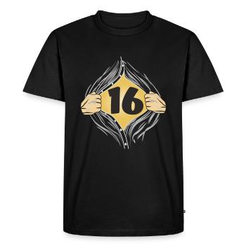 16 PUT ON SHIRT - Men's Premium Organic T-Shirt - black - Front - Nico (187cm)