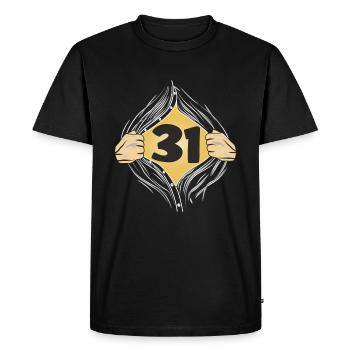 31 PUT ON SHIRT - Men's Premium Organic T-Shirt - black - Front - Nico (187cm)