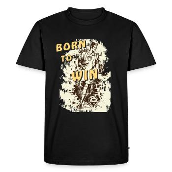 FOOTBALL NÉ POUR GAGNER - T-shirt Premium bio Homme - noir - Devant - Nico (187cm)