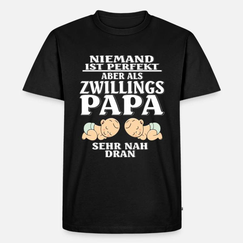 ZWILLINGS PAPA - Männer Premium Bio T-Shirt - Schwarz