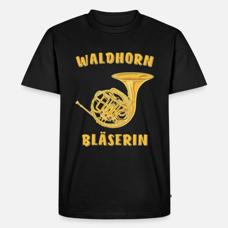 WALDHORN BLÄSERIN - Männer Premium Bio T-Shirt - Schwarz
