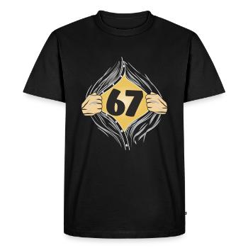 67 DRESS ON - Men's Premium Organic T-Shirt - black - Front - Nico (187cm)