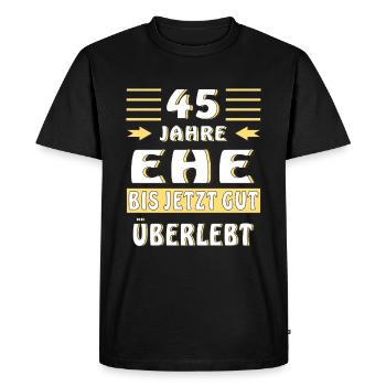 45 JAHRE EHE BIS JETZT GUT ÜBERLEBT - Männer Premium Bio T-Shirt - Schwarz - Vorne - Nico (187cm)
