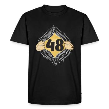 48 METTRE UNE CHEMISE - T-shirt Premium bio Homme - noir - Devant - Nico (187cm)