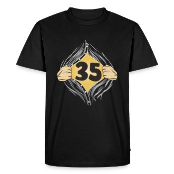 35 PUT ON SHIRT - Men's Premium Organic T-Shirt - black - Front - Nico (187cm)