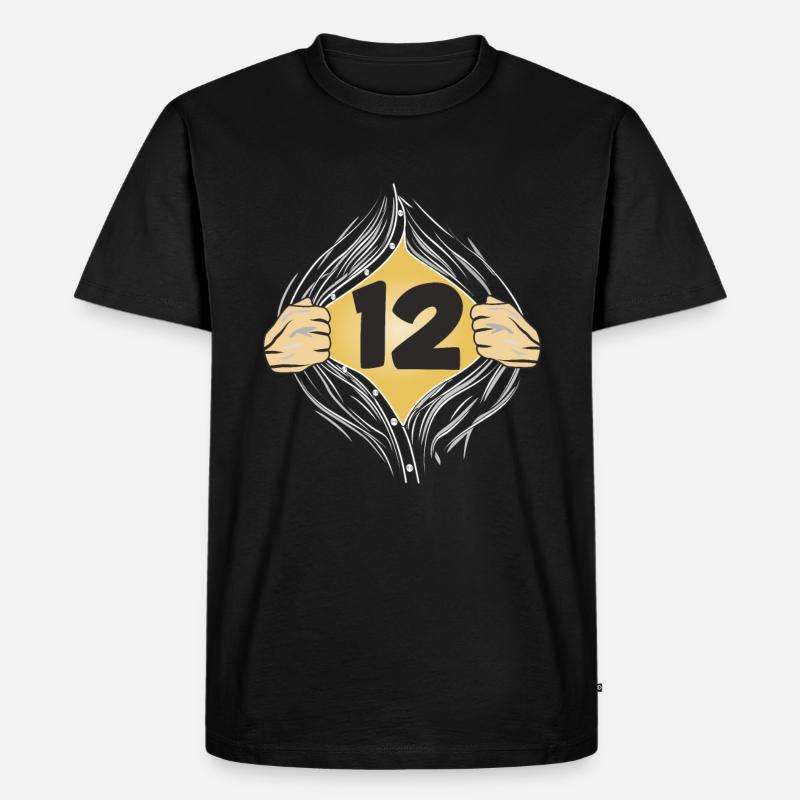 12 HEMD AUFZIEHEN - Männer Premium Bio T-Shirt - Schwarz