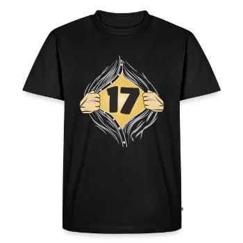 17 PUT ON SHIRT - Men's Premium Organic T-Shirt - black - Front - Nico (187cm)