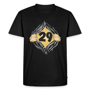29 PUT ON SHIRT - Men's Premium Organic T-Shirt - black - Front - Nico (187cm)