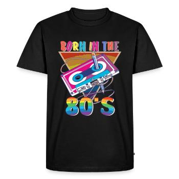 CASSETTE BORN IN THE 80S - Men's Premium Organic T-Shirt - black - Front - Nico (187cm)