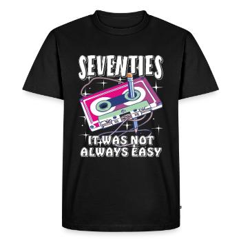 LES ANNÉES SOIXANTE-DIX ÇA N’A PAS TOUJOURS ÉTÉ FACILE - T-shirt Premium bio Homme - noir - Devant - Nico (187cm)