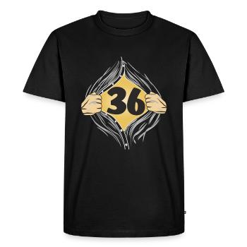 36 PUT ON SHIRT - Men's Premium Organic T-Shirt - black - Front - Nico (187cm)