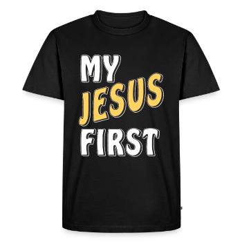 MON JÉSUS D’ABORD - T-shirt Premium bio Homme - noir - Devant - Nico (187cm)