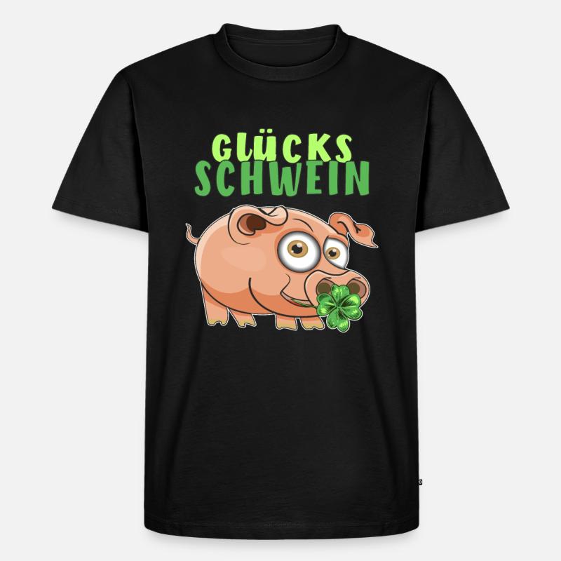 GLÜCKS SCHWEIN - Männer Premium Bio T-Shirt - Schwarz