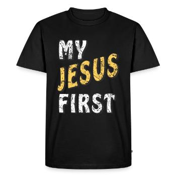MON JÉSUS D’ABORD - T-shirt Premium bio Homme - noir - Devant - Nico (187cm)