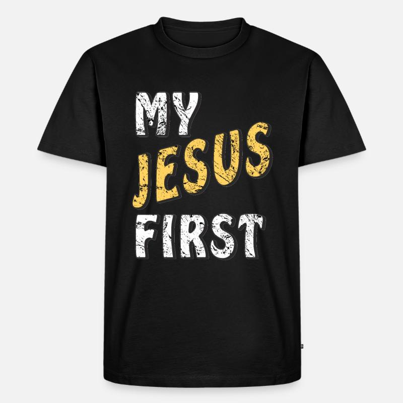 MY JESUS FIRST - Männer Premium Bio T-Shirt - Schwarz