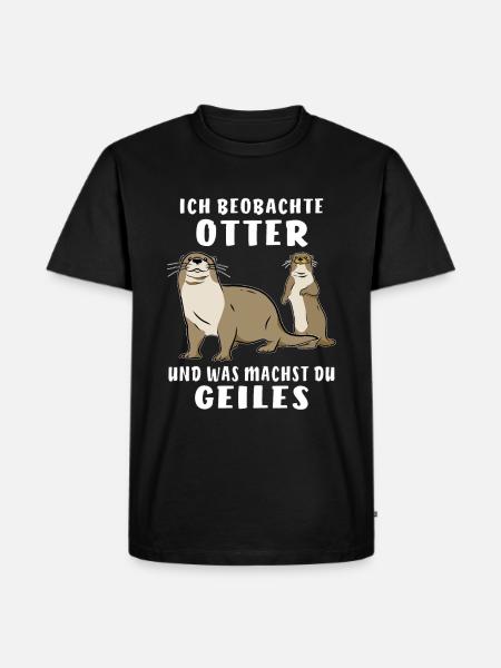 BEOBACHTE OTTER - Männer Premium Bio T-Shirt - Schwarz