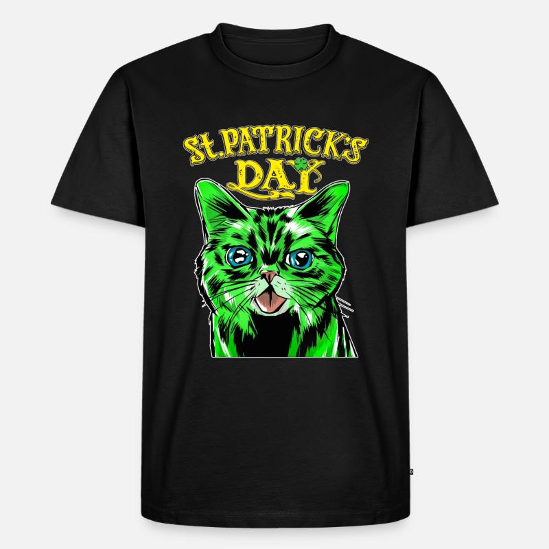 KATZE ST. PATRICKS DAY - Männer Premium Bio T-Shirt - Schwarz