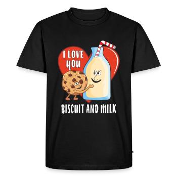 JE T’AIME BISCUIT ET LAIT - T-shirt Premium bio Homme - noir - Devant - Nico (187cm)