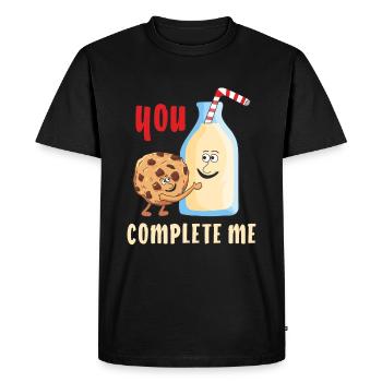 BISCUIT AU LAIT TU ME COMPLÈTE - T-shirt Premium bio Homme - noir - Devant - Nico (187cm)