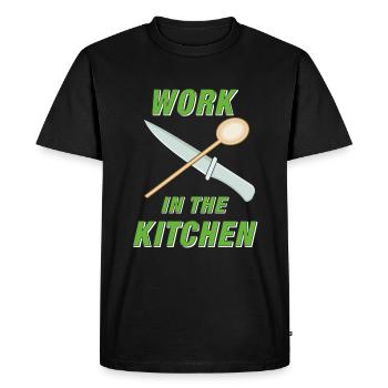 TRAVAILLER DANS LA CUISINE - T-shirt Premium bio Homme - noir - Devant - Nico (187cm)