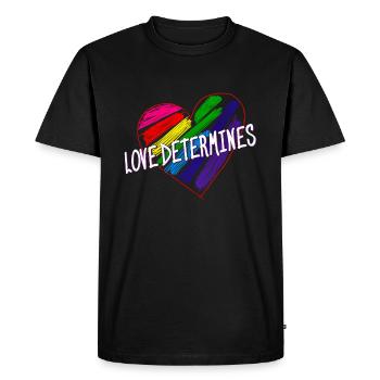 HEART LOVE DETERMINES - Men's Premium Organic T-Shirt - black - Front - Nico (187cm)
