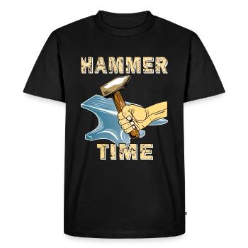 HAMMER TIME ANVIL - Men's Premium Organic T-Shirt - black - Front - Nico (187cm)