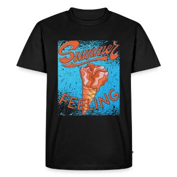 CRÈME GLACÉE SENSATION ESTIVALE - T-shirt Premium bio Homme - noir - Devant - Nico (187cm)
