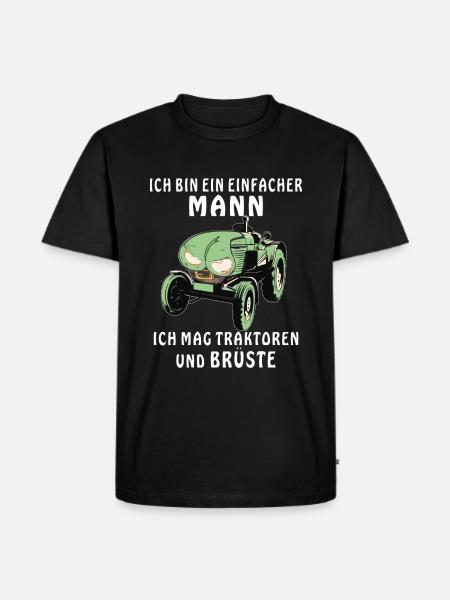 TRAKTOR ICH MAG BRÜSTE - Männer Premium Bio T-Shirt - Schwarz