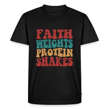 Faith Weights Protein Shakes - Men's Premium Organic T-Shirt - black - Front - Nico (187cm)