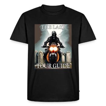 MORT À MOTO LE DERNIER GUIDE TOURISTIQUE - T-shirt Premium bio Homme - noir - Devant - Nico (187cm)