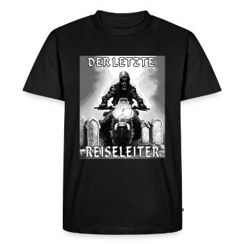 MORT À MOTO LE DERNIER GUIDE TOURISTIQUE - T-shirt Premium bio Homme - noir - Devant - Nico (187cm)