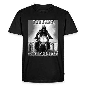 MORT À MOTO LE DERNIER GUIDE TOURISTIQUE - T-shirt Premium bio Homme - noir - Devant - Nico (187cm)
