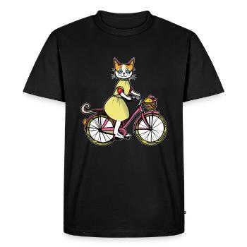 CAT ON BIKE - Men's Premium Organic T-Shirt - black - Front - Nico (187cm)