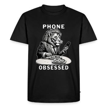 SMARTPHONE OBSÉDÉ PAR LE TÉLÉPHONE - T-shirt Premium bio Homme - noir - Devant - Nico (187cm)
