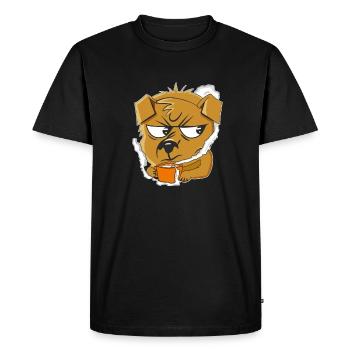 DOG GRIM COFFEE - Men's Premium Organic T-Shirt - black - Front - Nico (187cm)