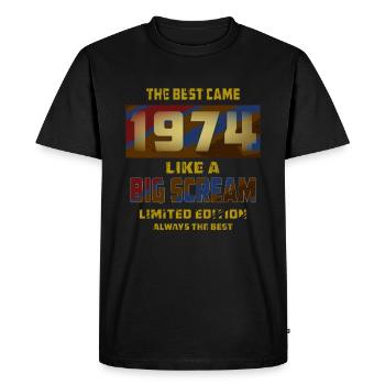 ANNÉE ANNÉE 1974 - T-shirt Premium bio Homme - noir - Devant - Nico (187cm)