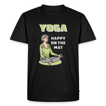 YOGA HAPPY ON THE MAT - Men's Premium Organic T-Shirt - black - Front - Nico (187cm)
