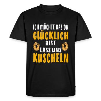 MÖCHTE DAS DU GLÜCKLICH BIST - Männer Premium Bio T-Shirt - Schwarz - Vorne - Nico (187cm)