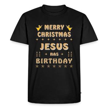 WEIHNACHTEN JOYEUX NOËL JÉSUS A SON ANNIVERSAIRE - T-shirt Premium bio Homme - noir - Devant - Nico (187cm)