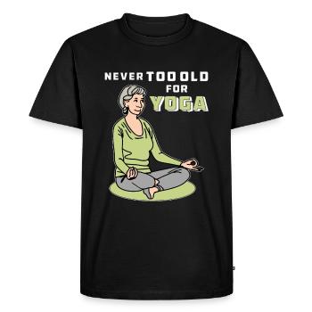 YOGA NEVER TOO OLD FOR YOGA - Men's Premium Organic T-Shirt - black - Front - Nico (187cm)