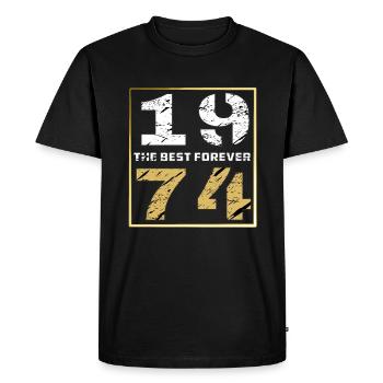 THE BEST FOREVER 1974 - Men's Premium Organic T-Shirt - black - Front - Nico (187cm)