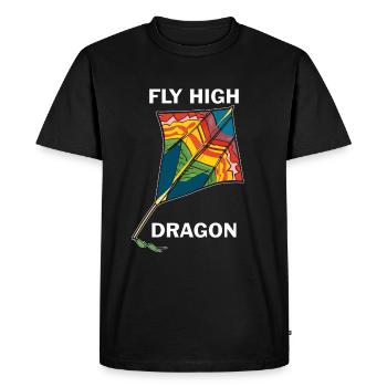 DRACHEN FLY HIGH DRAGON - Men's Premium Organic T-Shirt - black - Front - Nico (187cm)