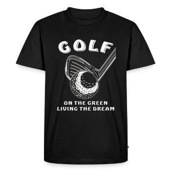 GOLF SUR LE GREEN VIVRE LE RÊVE - T-shirt Premium bio Homme - noir - Devant - Nico (187cm)