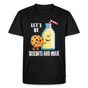 SOYONS DES BISCUITS ET DU LAIT - T-shirt Premium bio Homme - noir - Devant - Nico (187cm)