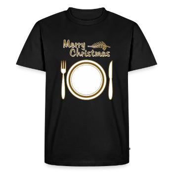 ASSIETTES COUVERTS JOYEUX NOËL - T-shirt Premium bio Homme - noir - Devant - Nico (187cm)