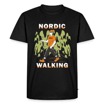 MARCHE SUR LES BÂTONS - T-shirt Premium bio Homme - noir - Devant - Nico (187cm)