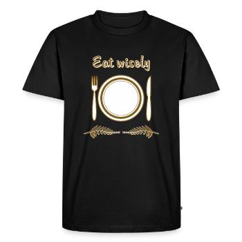 COUVERTS D’ASSIETTE Mangez intelligemment - T-shirt Premium bio Homme - noir - Devant - Nico (187cm)