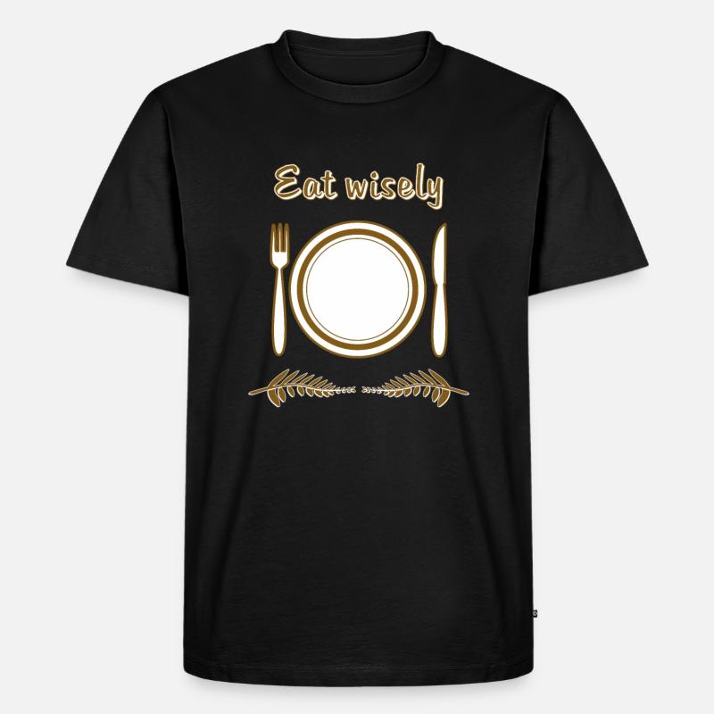 TELLER BESTECK Eat wisely - Männer Premium Bio T-Shirt - Schwarz